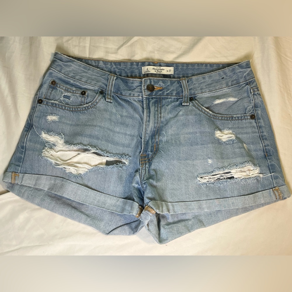 Abercrombie & Fitch Blue Jean Shorts Distressed Cut-Off